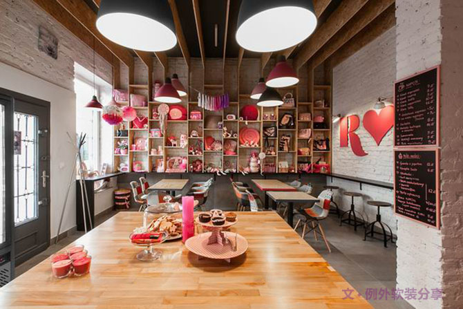 粉色工業風咖啡廳帶你領略軟裝設計風格